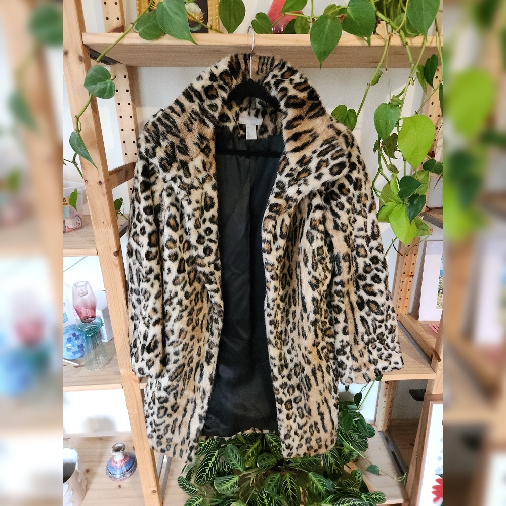 H&M leopard fur coat